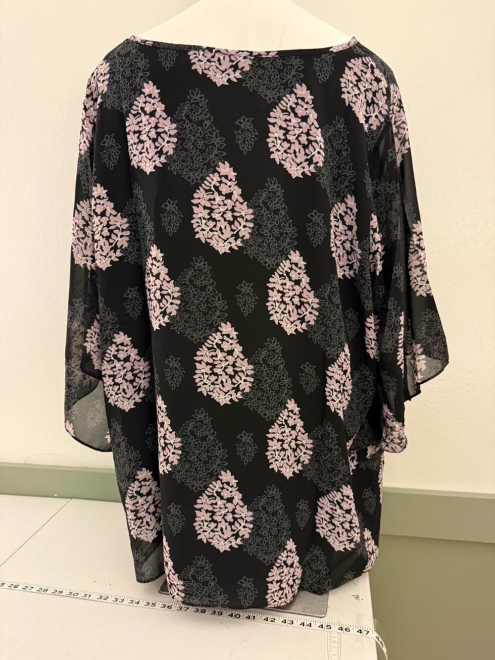 Belle by Kim Gravel Black Tunic with Pale Pink Floral Print - Picture 2 of 12